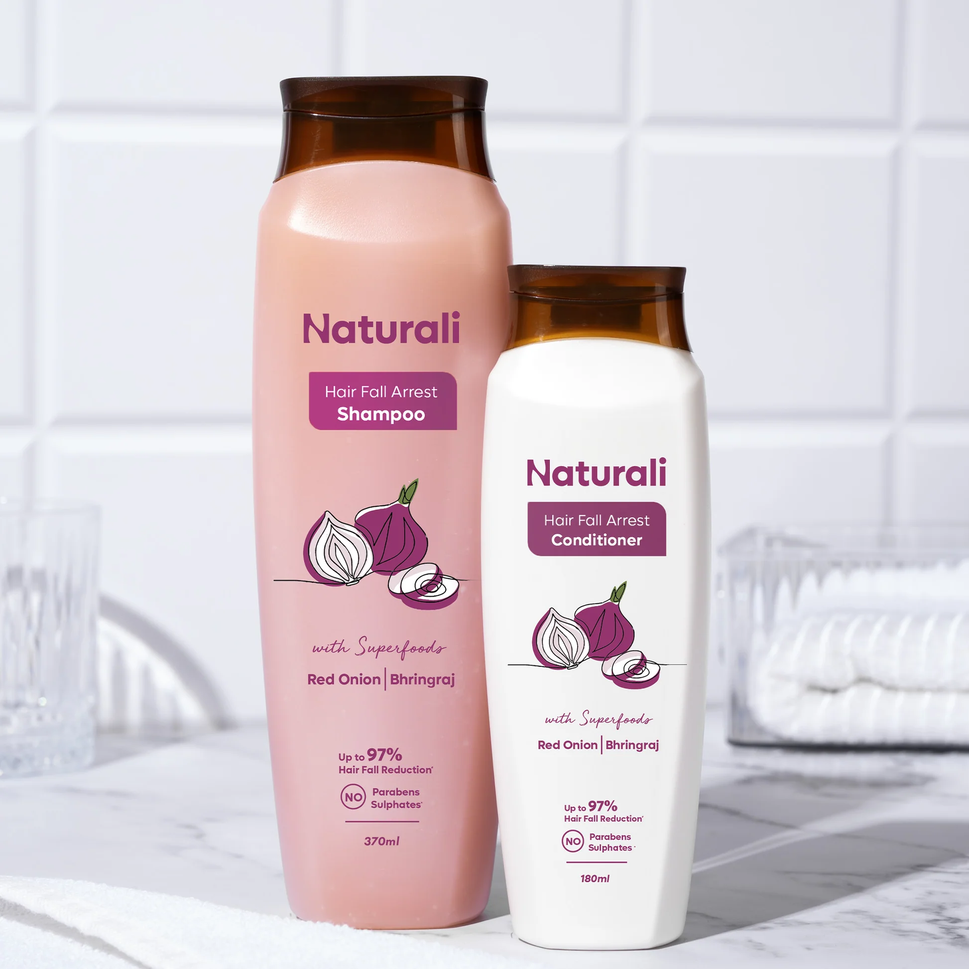 Naturali Hair Fall Arrest Shampoo + Hair Fall Arrest Conditioner with Onion & Bhringaraj